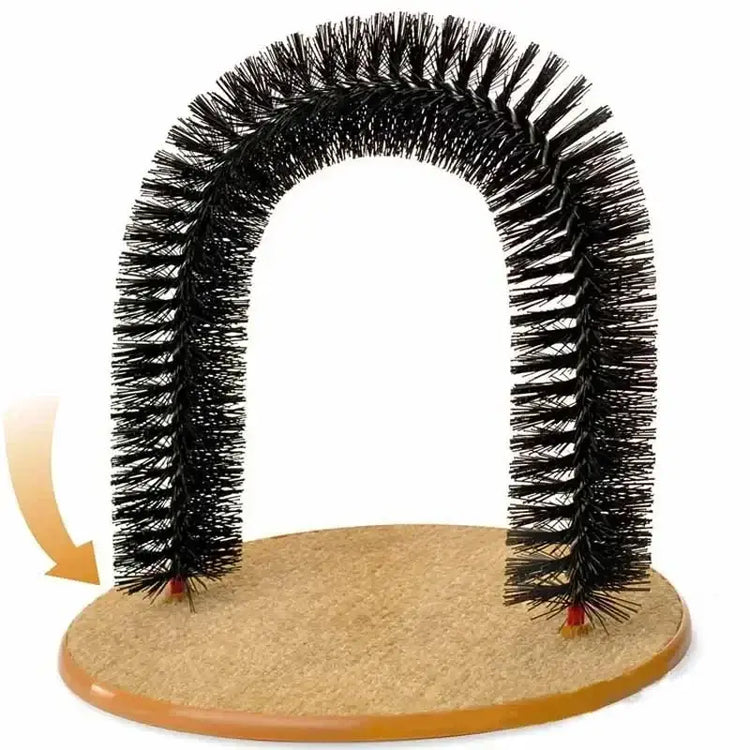 Cat Toy Arch Self Grooming Pamper Feline with Massage Grooming Rubbing Brush and Scratching Pad Interactive Toys for