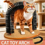 Cat Toy Arch Self Grooming Pamper Feline with Massage Grooming Rubbing Brush and Scratching Pad Interactive Toys for