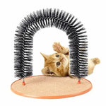 Cat Toy Arch Self Grooming Pamper Feline with Massage Grooming Rubbing Brush and Scratching Pad Interactive Toys for