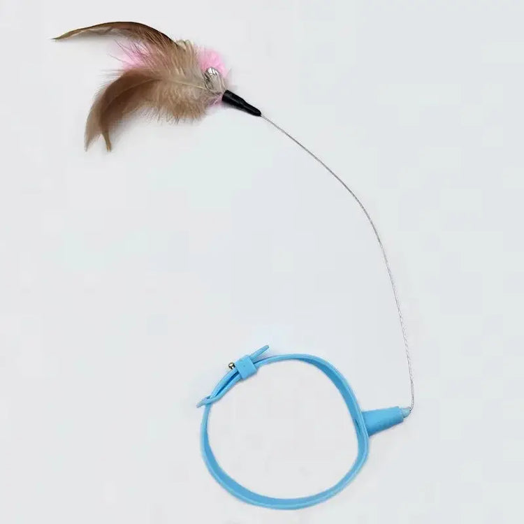 Cat Toy Teaser Rod with Suction Cup Self - entertaining Feather Pet Toy with Bell Long Pole Interactive and Bite