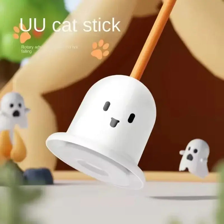 Cat Toy Teaser Rod with Suction Cup Self - entertaining Feather Pet Toy with Bell Long Pole Interactive and Bite