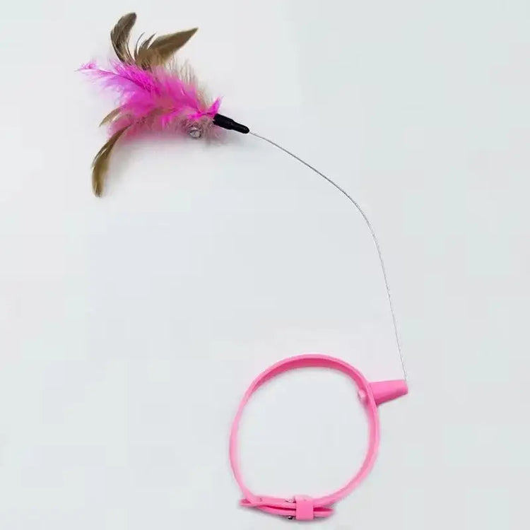 Cat Toy Teaser Rod with Suction Cup Self - entertaining Feather Pet Toy with Bell Long Pole Interactive and Bite