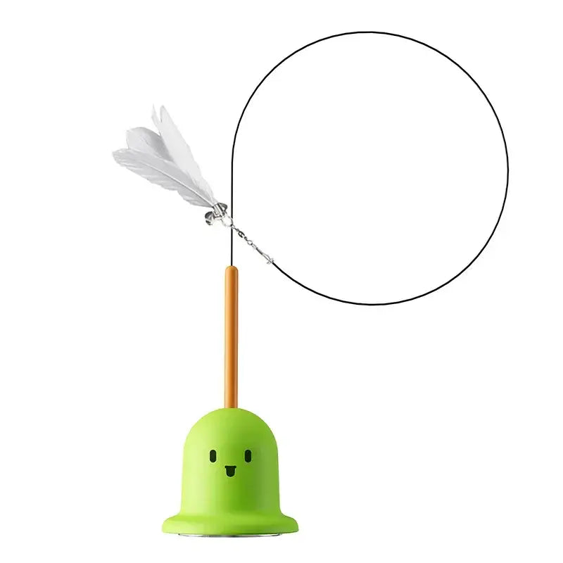Cat Toy Teaser Rod with Suction Cup Self - entertaining Feather Pet Toy with Bell Long Pole Interactive and Bite