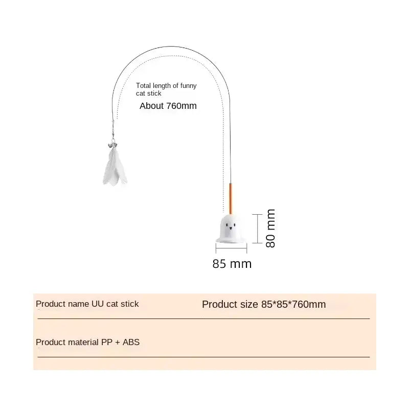 Cat Toy Teaser Rod with Suction Cup Self - entertaining Feather Pet Toy with Bell Long Pole Interactive and Bite