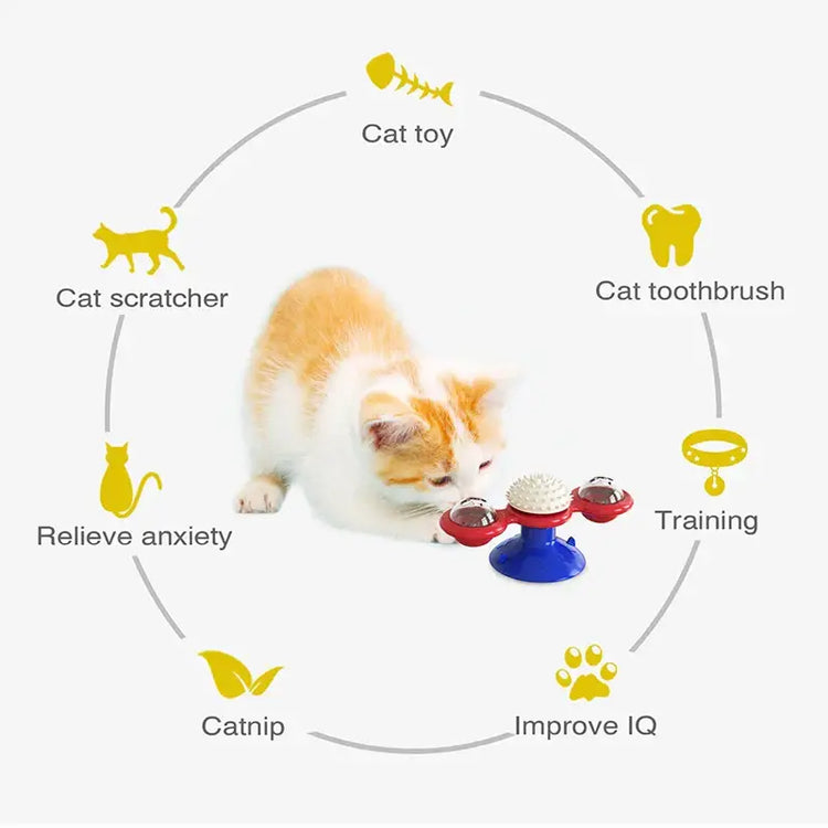 Cat Toy Windmill Rotating Turntable Interactive Pet Scratcher Hair Brush Catnip Teaser Toy for Kittens Cats Pet Supplies