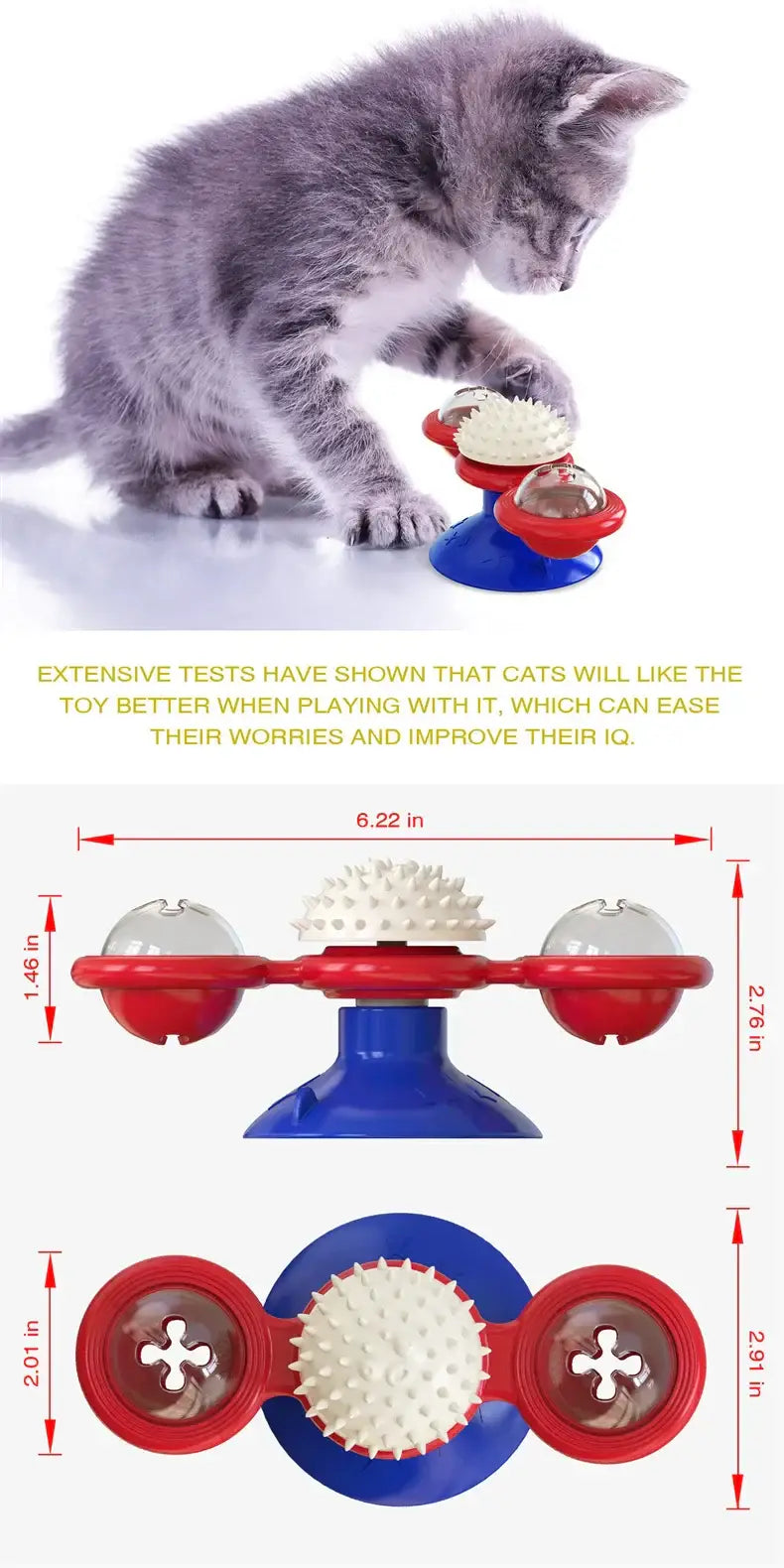 Cat Toy Windmill Rotating Turntable Interactive Pet Scratcher Hair Brush Catnip Teaser Toy for Kittens Cats Pet Supplies