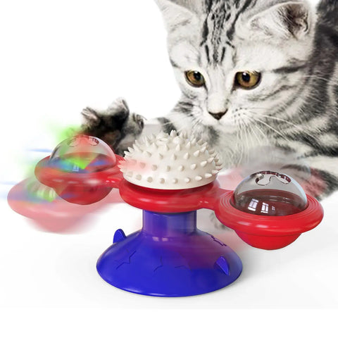 Cat Toy Windmill Rotating Turntable Interactive Pet Scratcher Hair Brush Catnip Teaser Toy for Kittens Cats Pet Supplies
