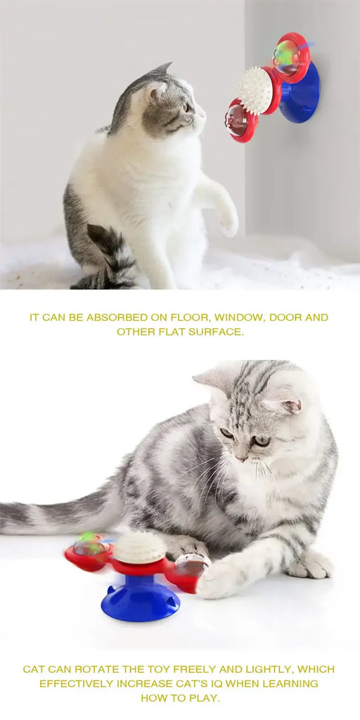 Cat Toy Windmill Rotating Turntable Interactive Pet Scratcher Hair Brush Catnip Teaser Toy for Kittens Cats Pet Supplies