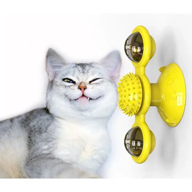 Cat Toy Windmill Rotating Turntable Interactive Pet Scratcher Hair Brush Catnip Teaser Toy for Kittens Cats Pet Supplies