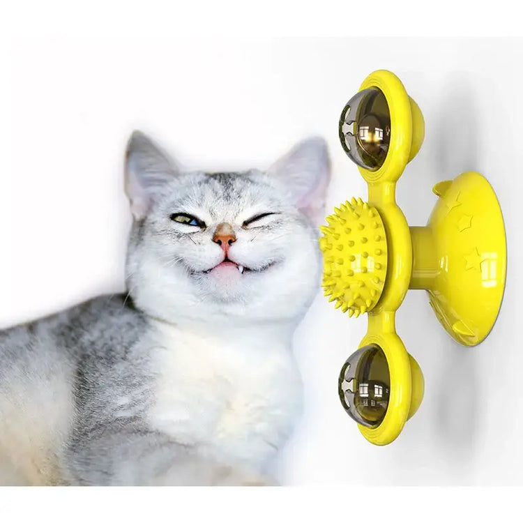 Cat Toy Windmill Rotating Turntable Interactive Pet Scratcher Hair Brush Catnip Teaser Toy for Kittens Cats Pet Supplies