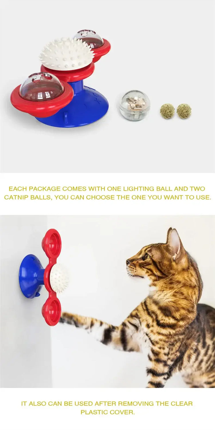 Cat Toy Windmill Rotating Turntable Interactive Pet Scratcher Hair Brush Catnip Teaser Toy for Kittens Cats Pet Supplies
