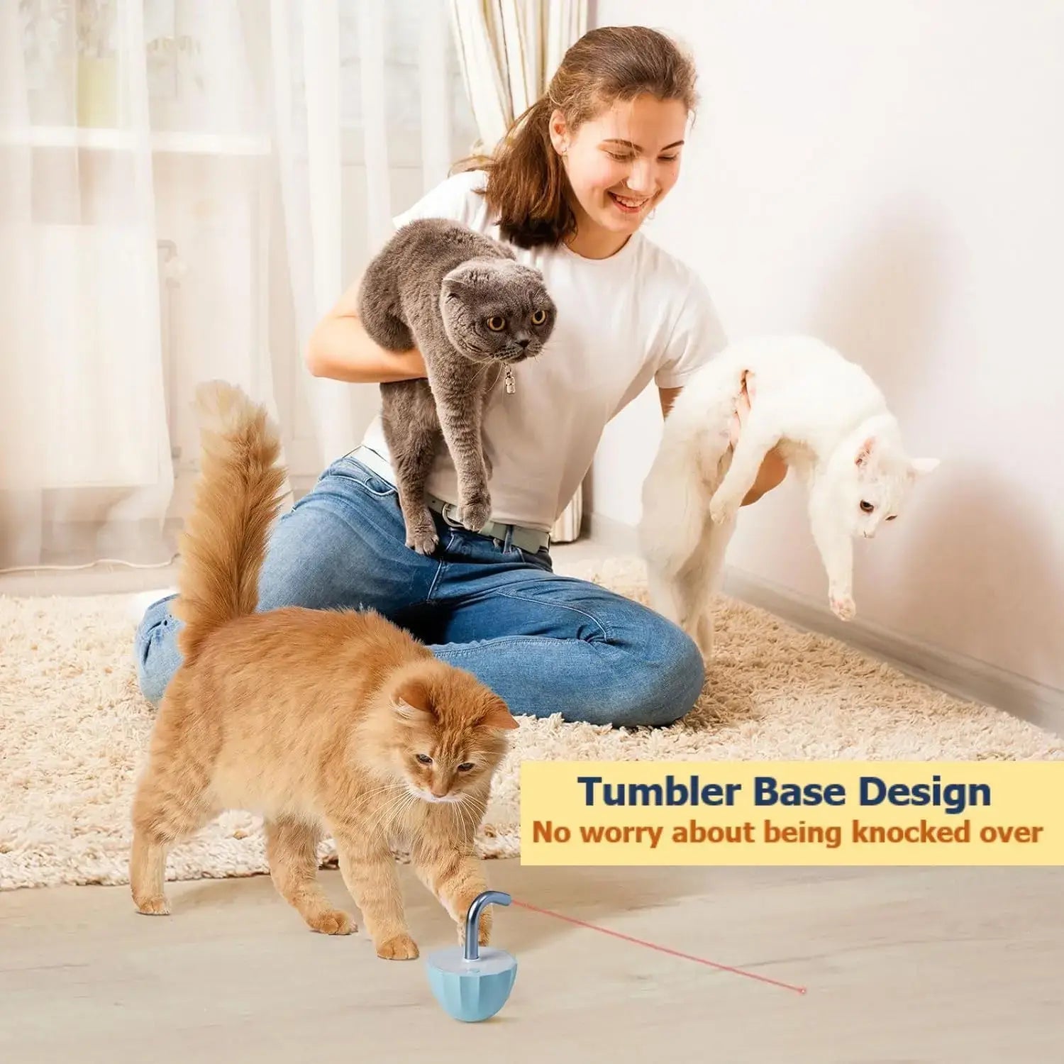Cat toys for indoor Laser pointer Interactive cat toy for bored adult Cats,Random Trajectory and Tumbler Base laser for