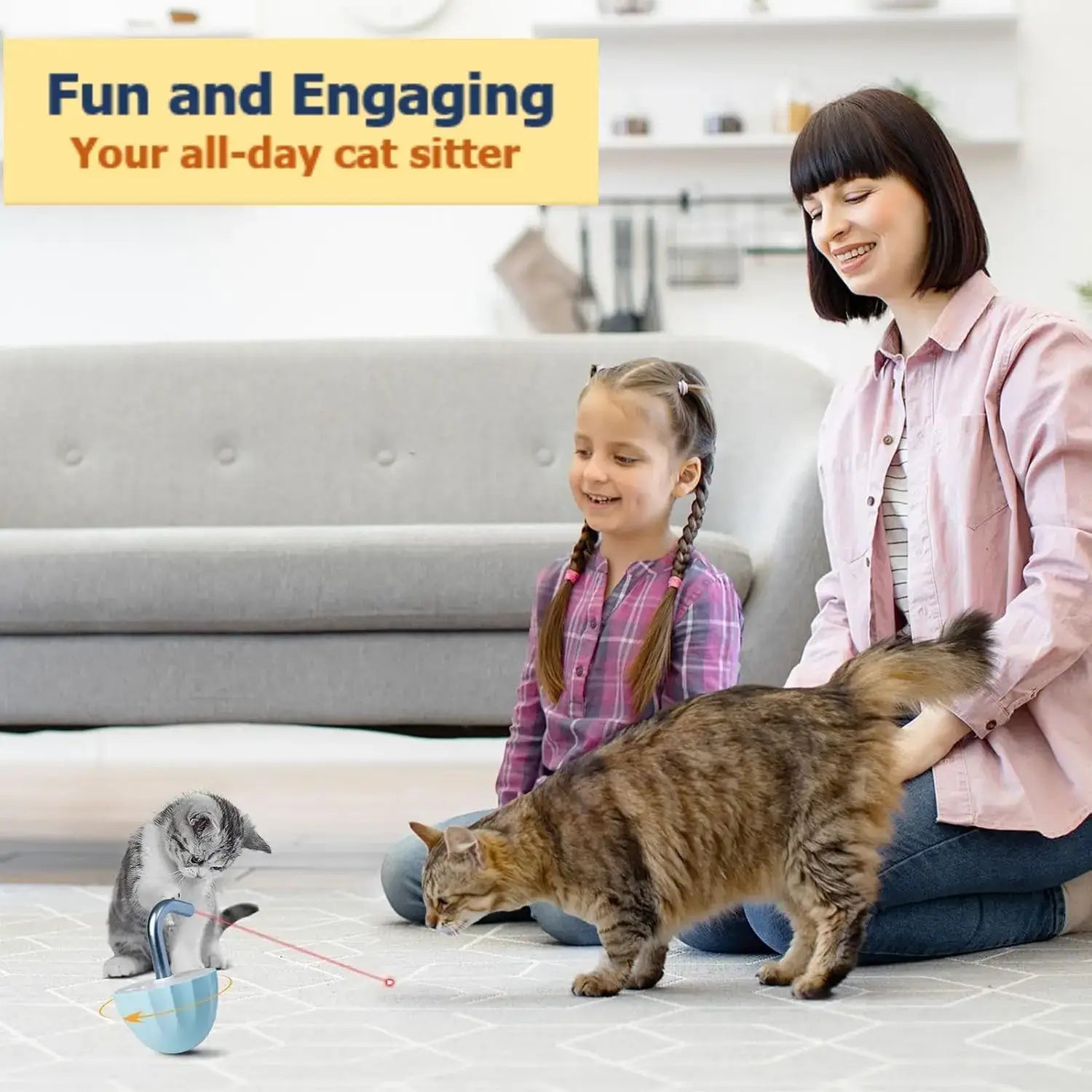 Cat toys for indoor Laser pointer Interactive cat toy for bored adult Cats,Random Trajectory and Tumbler Base laser for