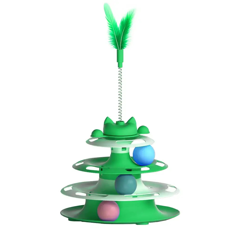 Cat Toys for Self-Entertainment: Interactive Turntable Teaser Wand Balls - Anti-Boredom for Kittens & Adult Cats,