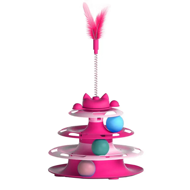 Cat Toys for Self-Entertainment: Interactive Turntable Teaser Wand Balls - Anti-Boredom for Kittens & Adult Cats,