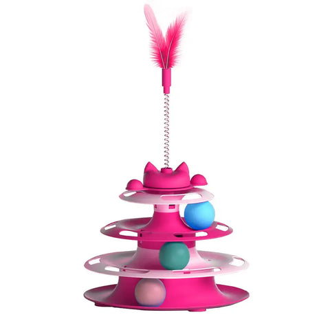Cat Toys for Self-Entertainment: Interactive Turntable Teaser Wand Balls - Anti-Boredom for Kittens & Adult Cats,