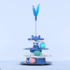 Cat Toys for Self-Entertainment: Interactive Turntable Teaser Wand Balls - Anti-Boredom for Kittens & Adult Cats, - Blue