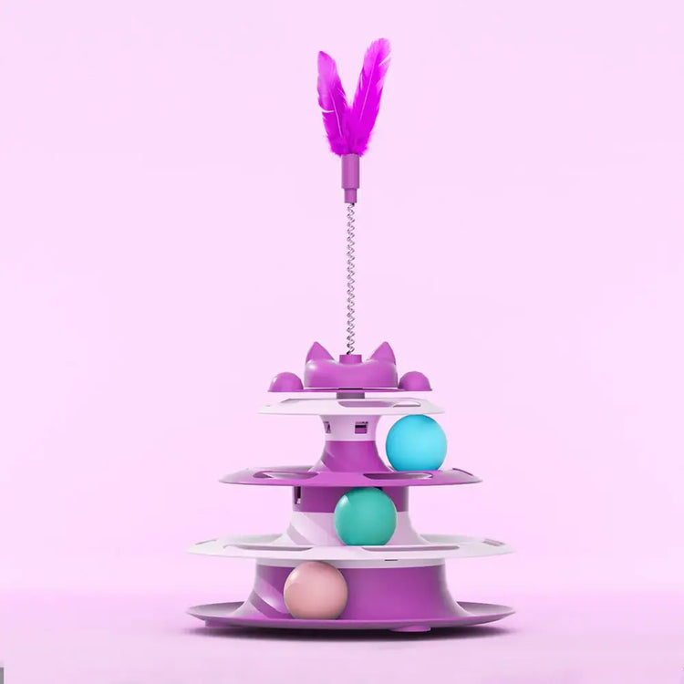 Cat Toys for Self-Entertainment: Interactive Turntable Teaser Wand Balls - Anti-Boredom for Kittens & Adult Cats,