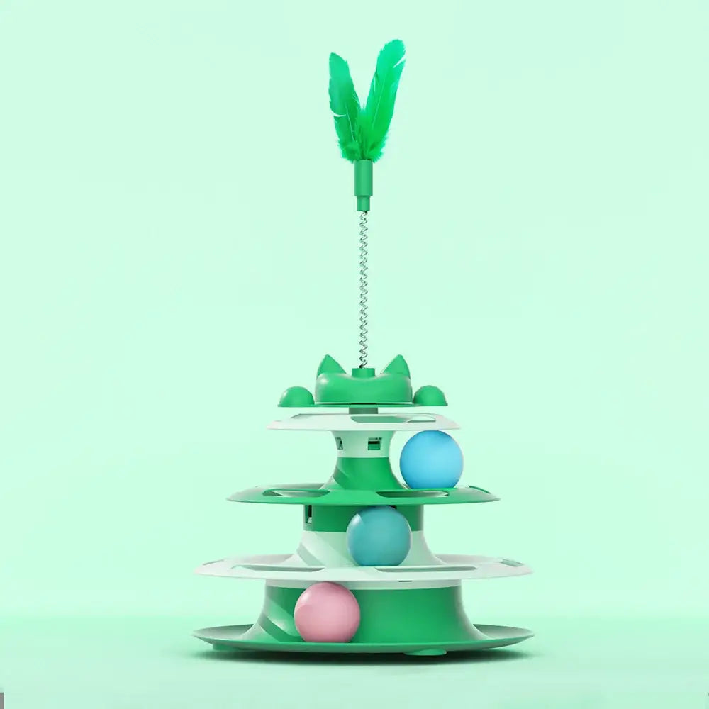 Cat Toys for Self-Entertainment: Interactive Turntable Teaser Wand Balls - Anti-Boredom for Kittens & Adult Cats,
