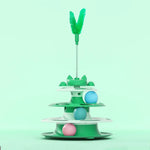 Cat Toys for Self-Entertainment: Interactive Turntable Teaser Wand Balls - Anti-Boredom for Kittens & Adult Cats,