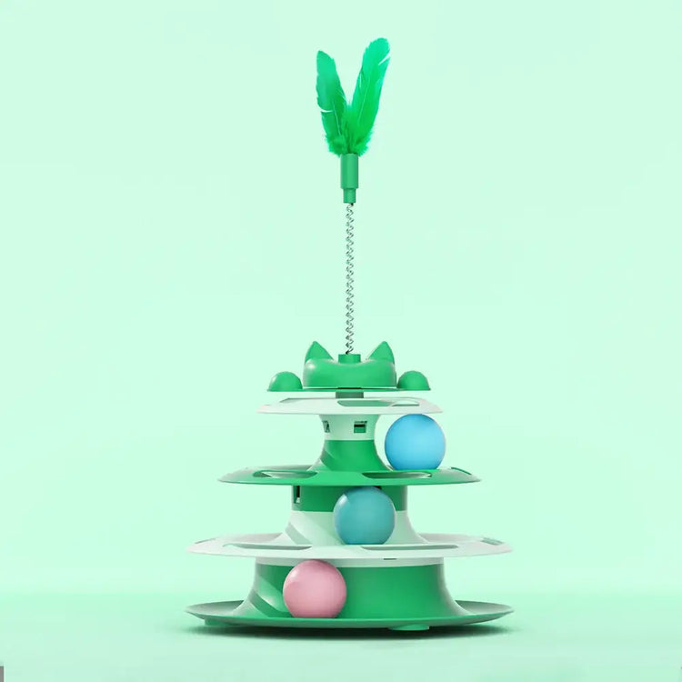 Cat Toys for Self-Entertainment: Interactive Turntable Teaser Wand Balls - Anti-Boredom for Kittens & Adult Cats,