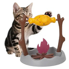 Cat Treat-Dispensing Slow Puzzle Feeder Bowls,Unique Rotatable Roast and Flame,Cognitive Training Game Toys for Indoor