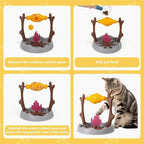 Cat Treat-Dispensing Slow Puzzle Feeder Bowls,Unique Rotatable Roast and Flame,Cognitive Training Game Toys for Indoor