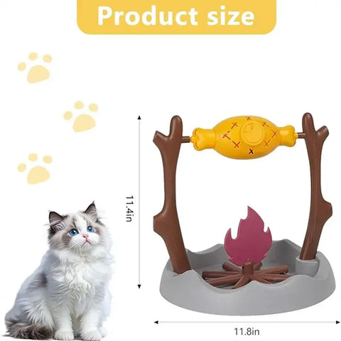 Cat Treat-Dispensing Slow Puzzle Feeder Bowls,Unique Rotatable Roast and Flame,Cognitive Training Game Toys for Indoor