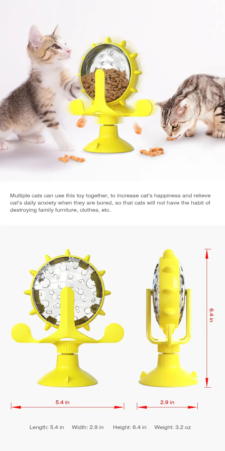 cat treat wheel interactive puzzle feeder food dispensing toy fun cat games indoor cat entertainment