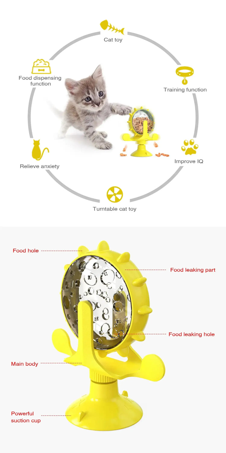 cat treat wheel interactive puzzle feeder food dispensing toy fun cat games indoor cat entertainment