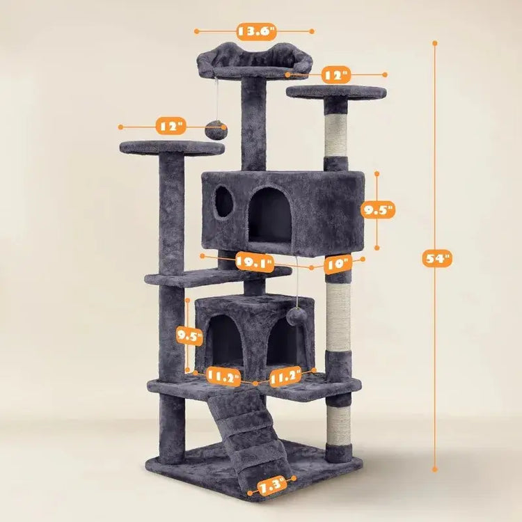 Cat Tree Luxury Furniture Scratch Post For Kittens Pet House Play - Dark Gray / 51 30 51cm