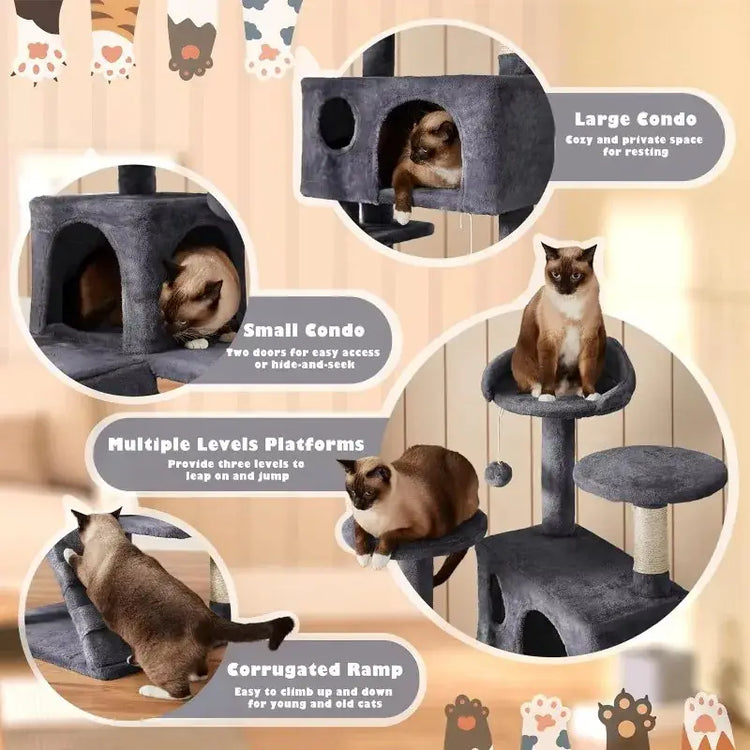 Cat Tree Luxury Furniture Scratch Post For Kittens Pet House Play - Dark Gray / 51 30 51cm