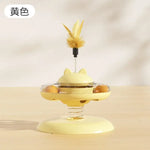 Cat Turntable Rocking Spring Dispenser Self-Entertaining Cat Teaser Stick Pet Boredom-Relief Toy - Yellow / XS