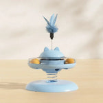 Cat Turntable Rocking Spring Dispenser Self-Entertaining Cat Teaser Stick Pet Boredom-Relief Toy