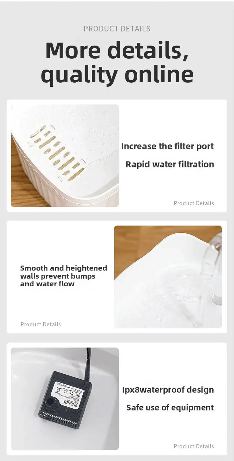 Cat Water Dispenser Automatic Circulation Flow Water Dispenser Kitten Water Drinker Cat Water Basin Feeding Bowl Pet