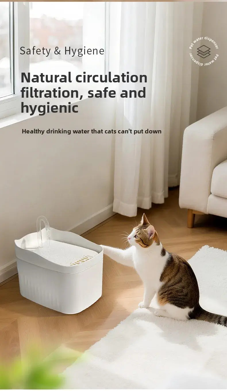 Cat Water Dispenser Automatic Circulation Flow Water Dispenser Kitten Water Drinker Cat Water Basin Feeding Bowl Pet