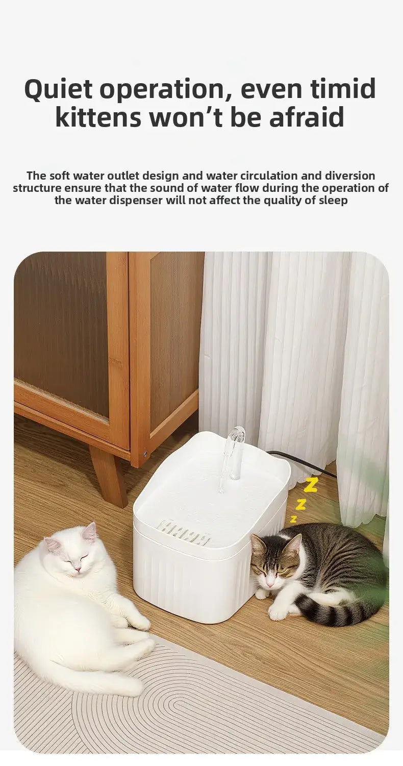 Cat Water Dispenser Automatic Circulation Flow Water Dispenser Kitten Water Drinker Cat Water Basin Feeding Bowl Pet