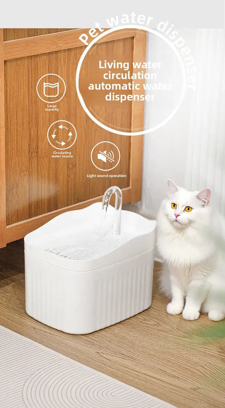 Cat Water Dispenser Automatic Circulation Flow Water Dispenser Kitten Water Drinker Cat Water Basin Feeding Bowl Pet
