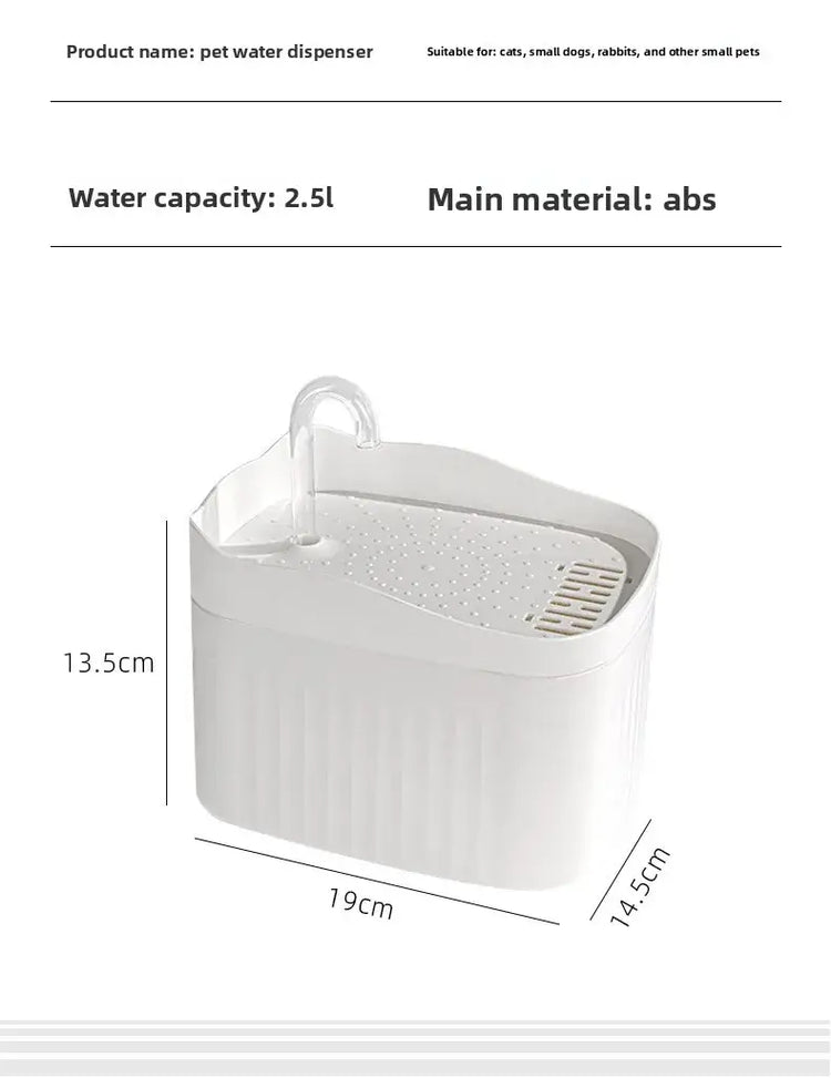 Cat Water Dispenser Automatic Circulation Flow Water Dispenser Kitten Water Drinker Cat Water Basin Feeding Bowl Pet