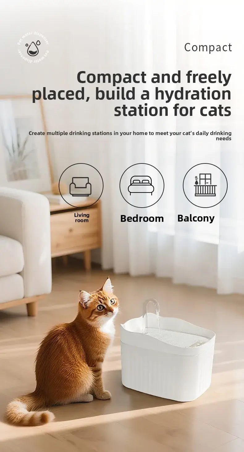 Cat Water Dispenser Automatic Circulation Flow Water Dispenser Kitten Water Drinker Cat Water Basin Feeding Bowl Pet