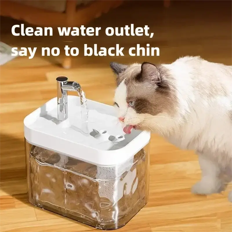 Cat Water Fountain Auto Filter Transparent Cat Drinker USB Anti-Dry Burning Recirculate Filtering Water Dispenser with