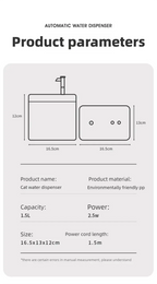 Cat Water Fountain Auto Filter Transparent Cat Drinker USB Anti-Dry Burning Recirculate Filtering Water Dispenser with