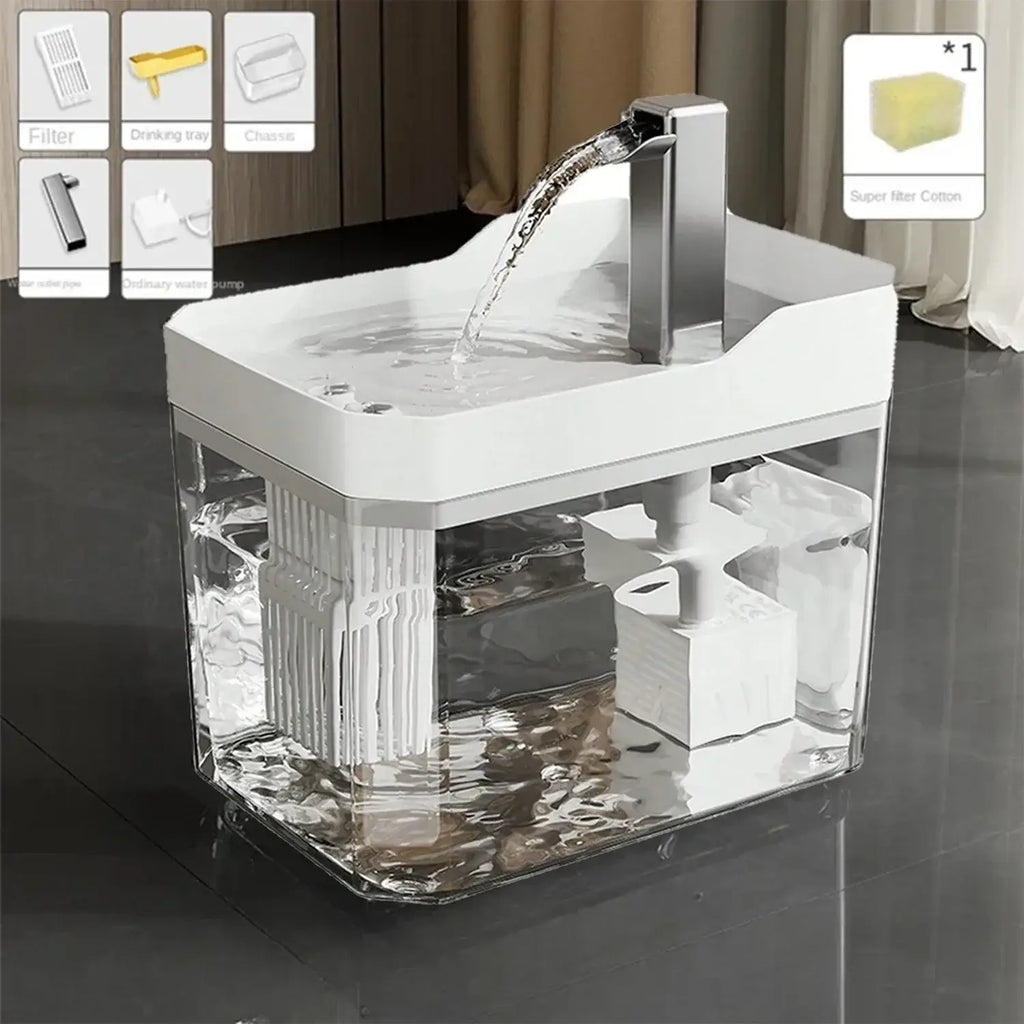 Cat Water Fountain Auto Filter Transparent Cat Drinker USB Anti-Dry Burning Recirculate Filtering Water Dispenser with