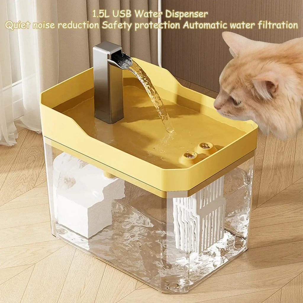 Cat Water Fountain Auto Filter Transparent Cat Drinker USB Anti-Dry Burning Recirculate Filtering Water Dispenser with