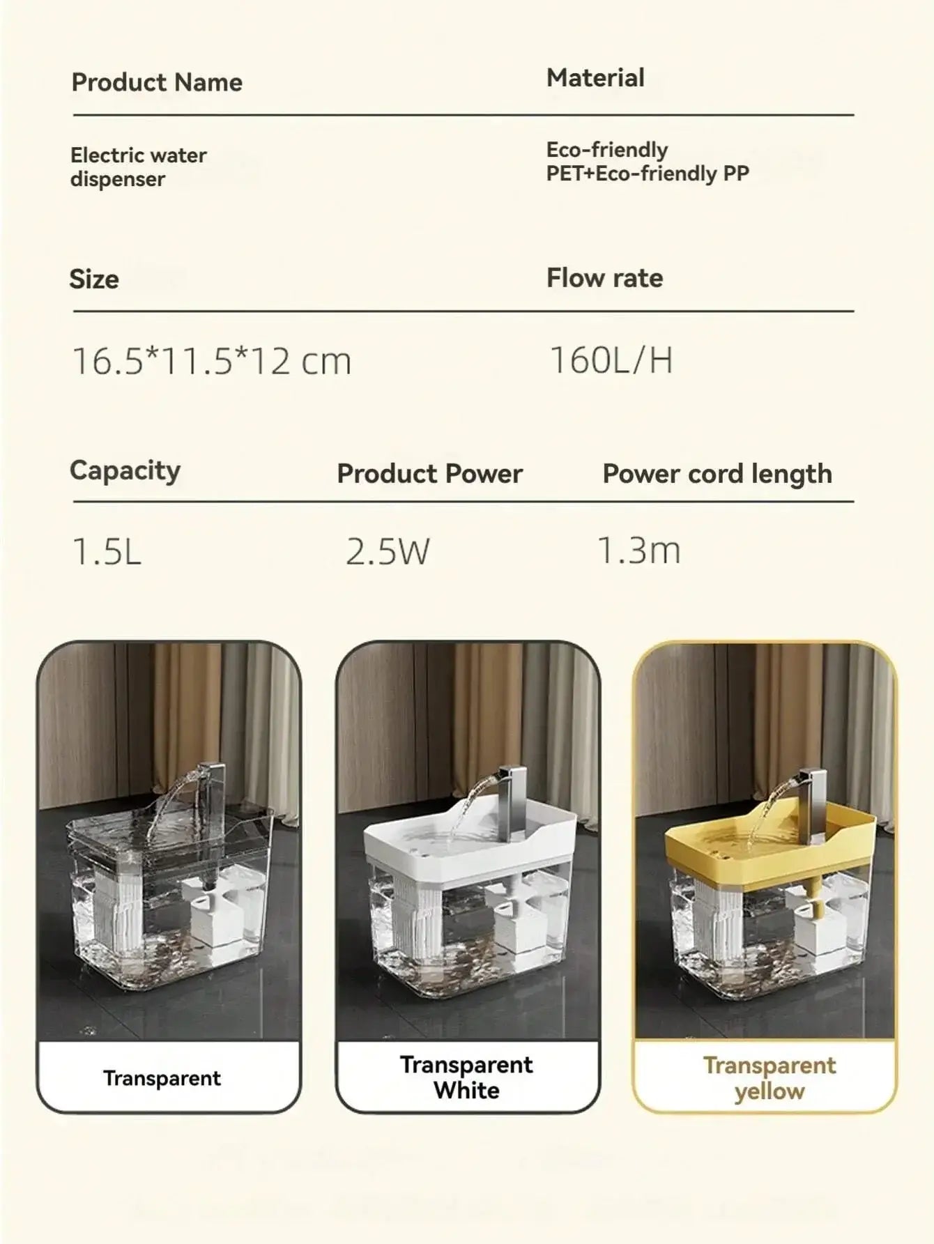 Cat Water Fountain Auto Filter Transparent Cat Drinker USB Anti-Dry Burning Recirculate Filtering Water Dispenser with