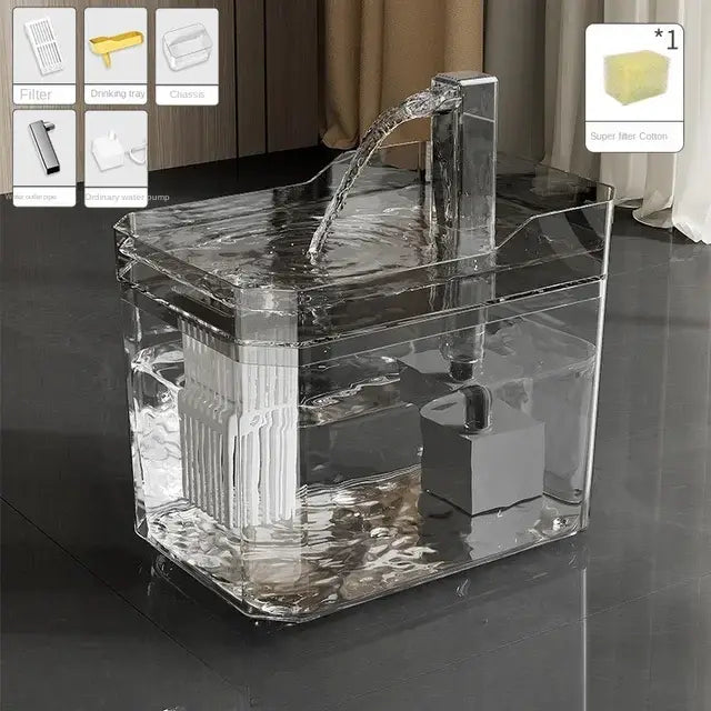 Cat Water Fountain Auto Filter Transparent Cat Drinker USB Anti-Dry Burning Recirculate Filtering Water Dispenser with