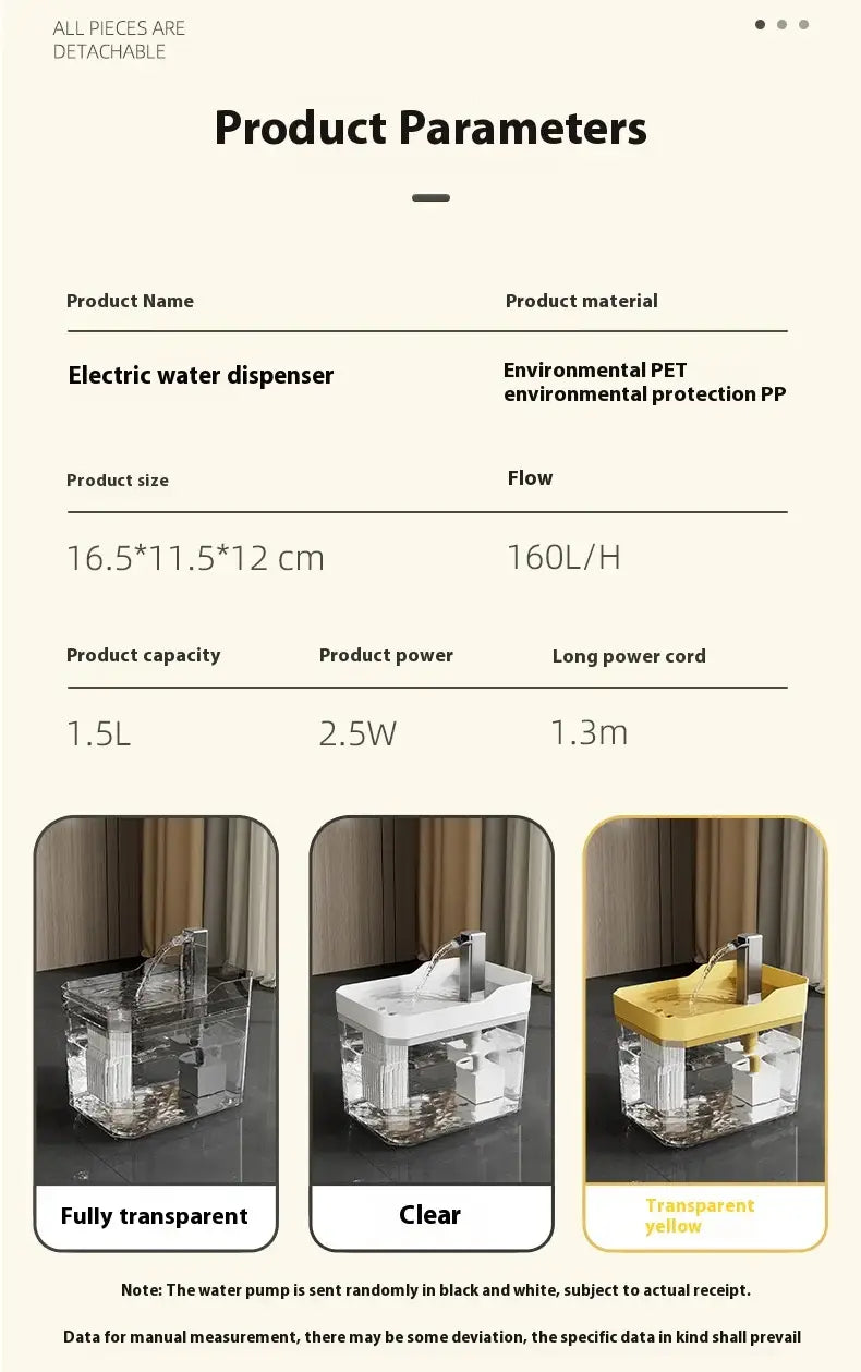 Cat Water Fountain Automatic Water Dispenser USB Live Circulation Filter Pet Drinker Quiet Pet Water Fountain Cat Small