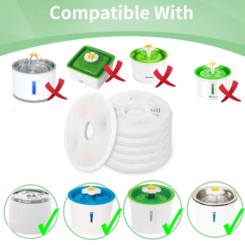 Cat Water Fountain Filters Compatible with Catit Water Fountain Pet Fountain filter replacement (6 Pack) - 6 filters