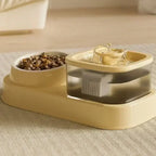 Cat Water Fountain with Feeder Bowl USB Mute Electric Automatic Pet Water Dispenser Recirculating Filter Water Bowl for