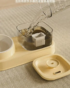 Cat Water Fountain with Feeder Bowl USB Mute Electric Automatic Pet Water Dispenser Recirculating Filter Water Bowl for